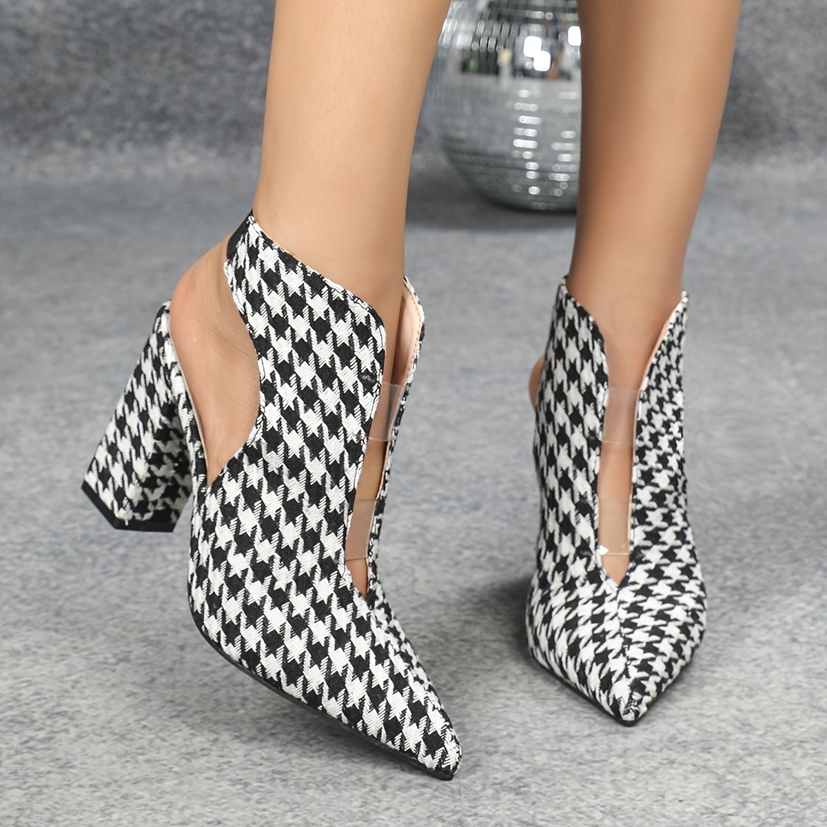 Women'S Fashion Leather Boots - Fashion Houndstooth Cowboy Boots for Woman