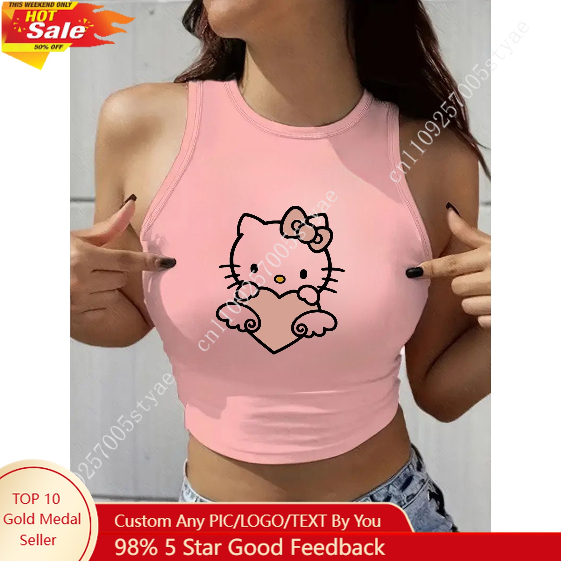 Knitted Vest Women - HELLO KITTY Classic Round Neck Women's