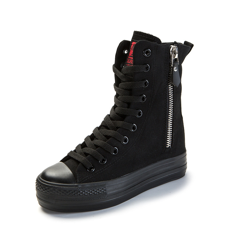 Women'S Fashion Korea - Women's Shoes New High-top Side Zip