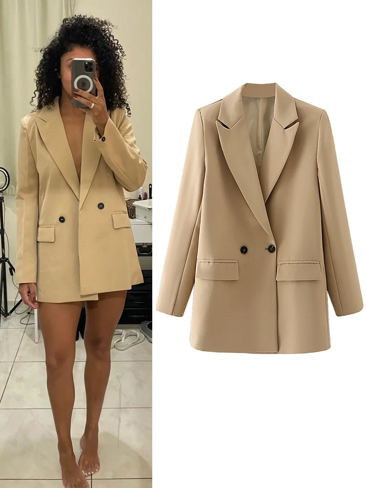 Blazer Women Oversized - HXAO Blazer Woman Black Beige Khaki