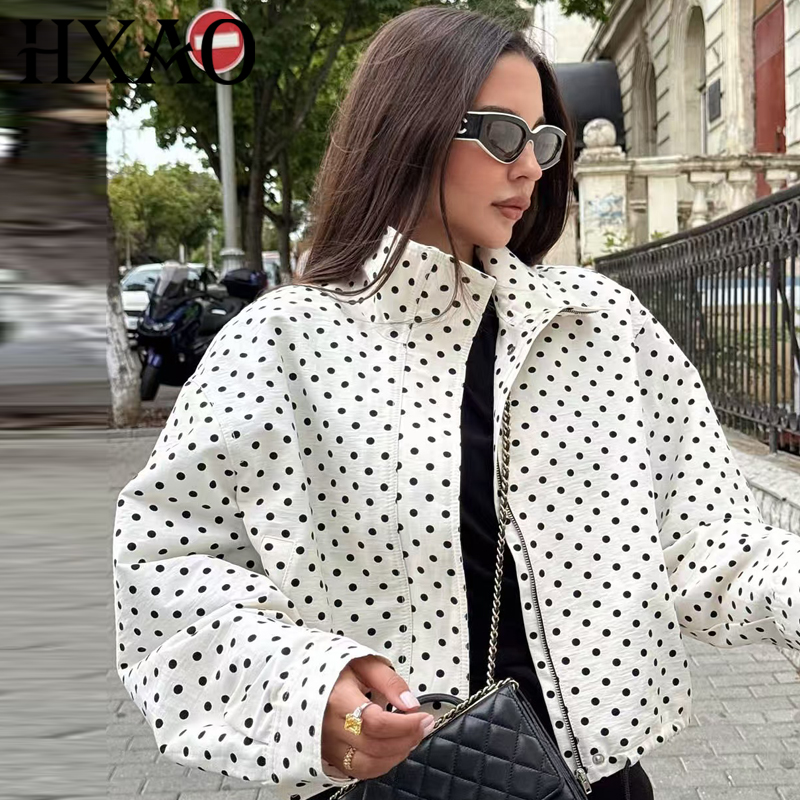 Women'S Fashion Bomber Jacket - HXAO Polka Dot Bomber Jacket Women's