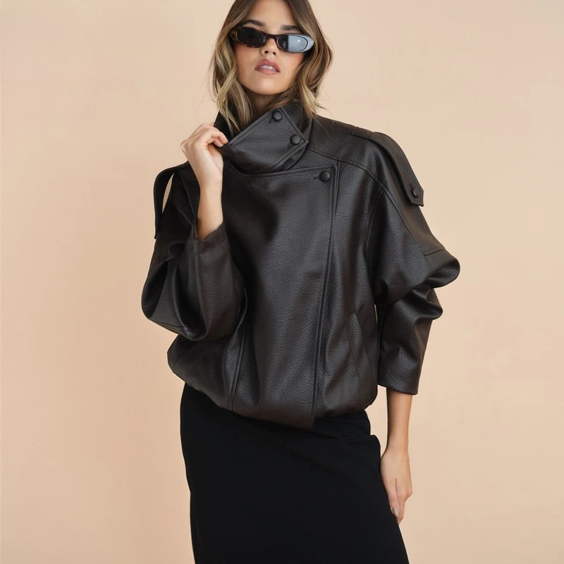 Women'S Fashion Bomber Jacket - ZHIO Faux Leather Bomber Jackets for