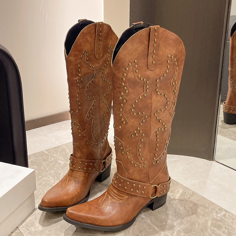 Winter Fashion Women Boots - Autumn Winter Belt Buckle Rivet Women