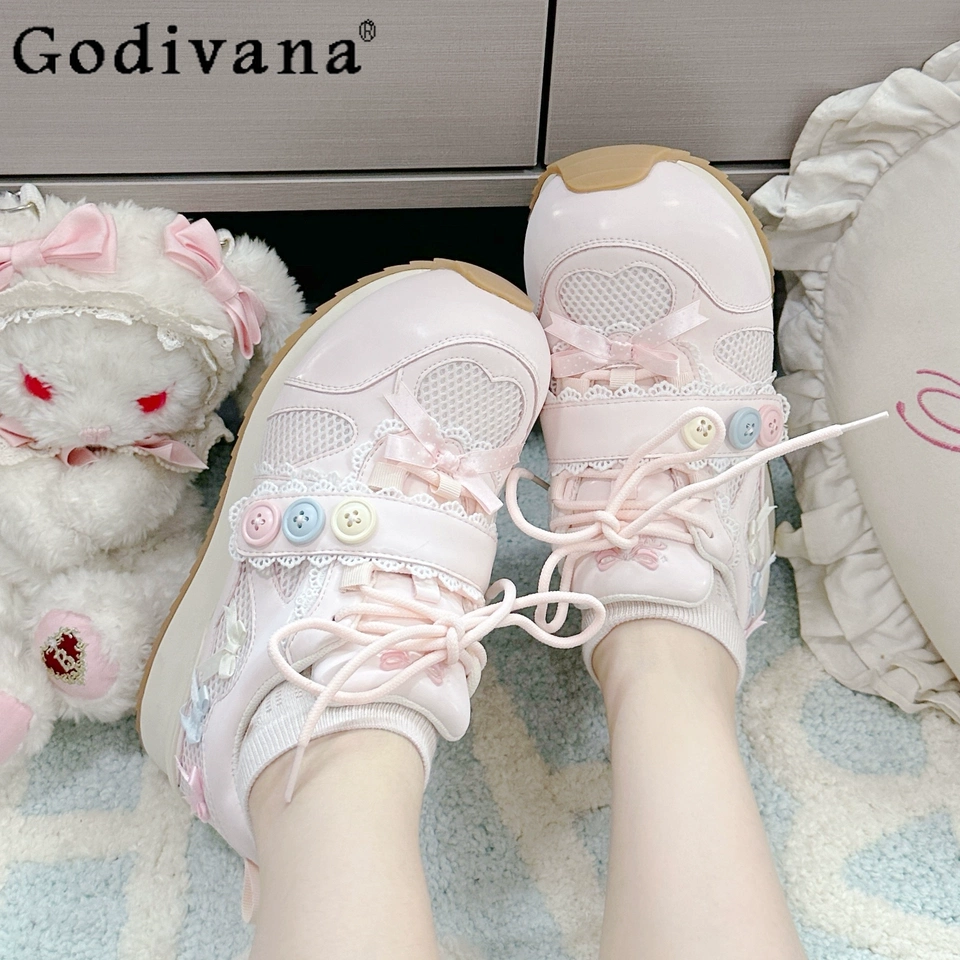 Women Fashion Trend 2025 - Japanese Cute Girls Sweet Lo Sneakers