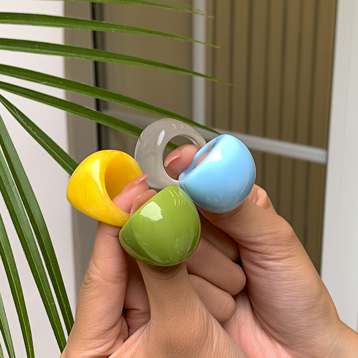 Women Fashion Rings - IngeSight.Z Korean Transparent Acrylic Geometric Chunky
