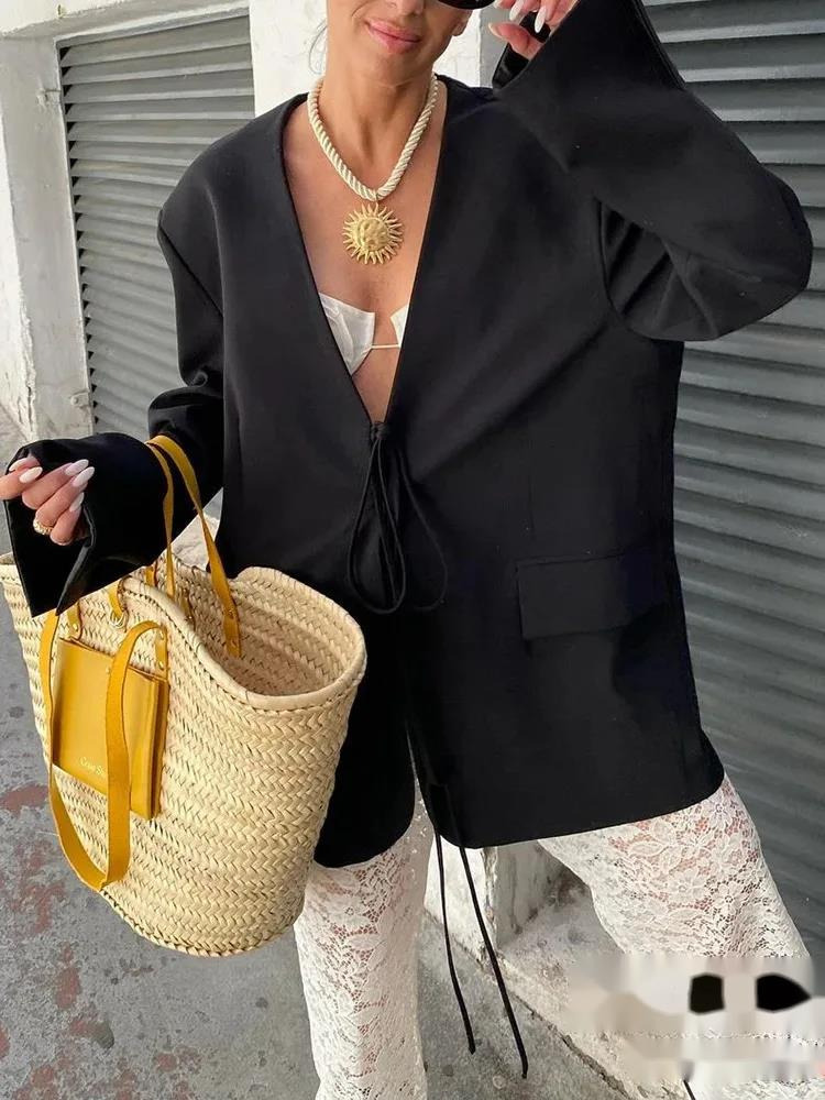 Blazer Women Oversized - Casual Oversized Black Blazer Women V