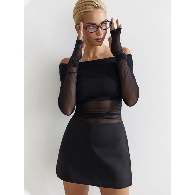 Women  Mesh Off Shoulder Top S - Women Top Fashion incelemesi ve fiyatı