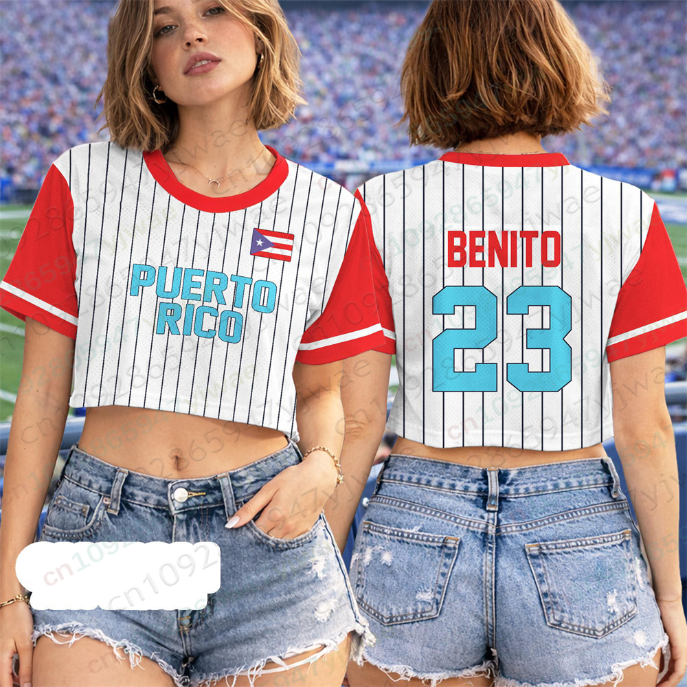 Puerto Rico Crop Top Jersey Pu - Women'S Fashion Rugby Top incelemesi ve fiyatı