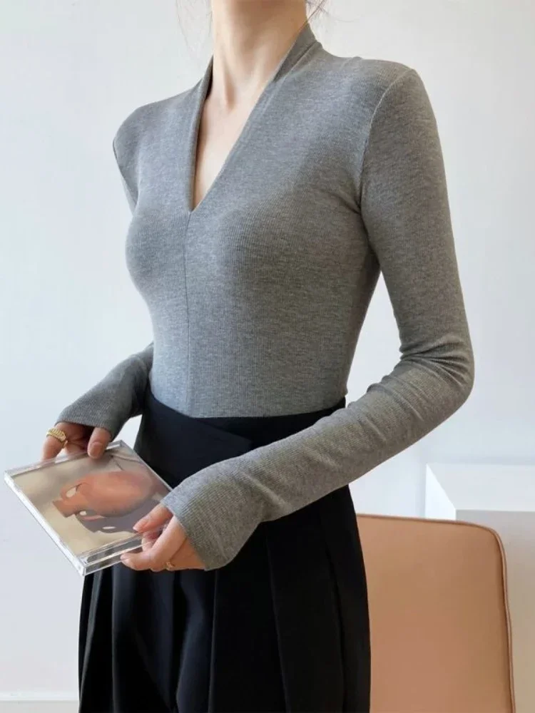 V-neck Slim Shirts Long Sleeve - Women Top Fashion incelemesi ve fiyatı