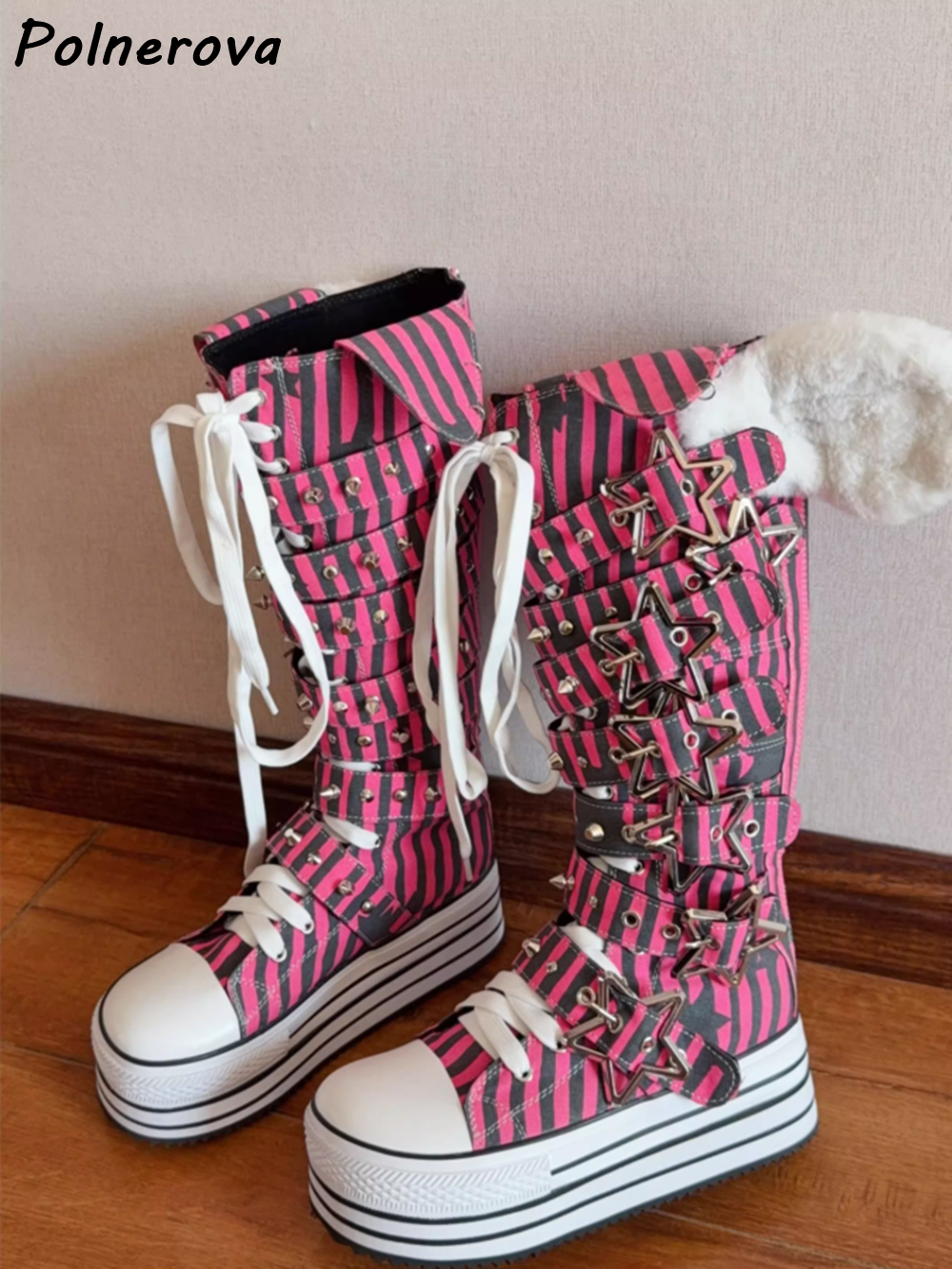 Rose Black Stripes Platform Bo - Winter Fashion Women Boots incelemesi ve fiyatı