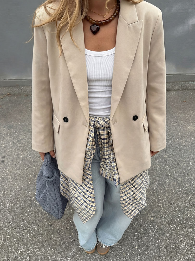 Womens Oversized Beige Blazer  - Blazer Women Oversized incelemesi ve fiyatı