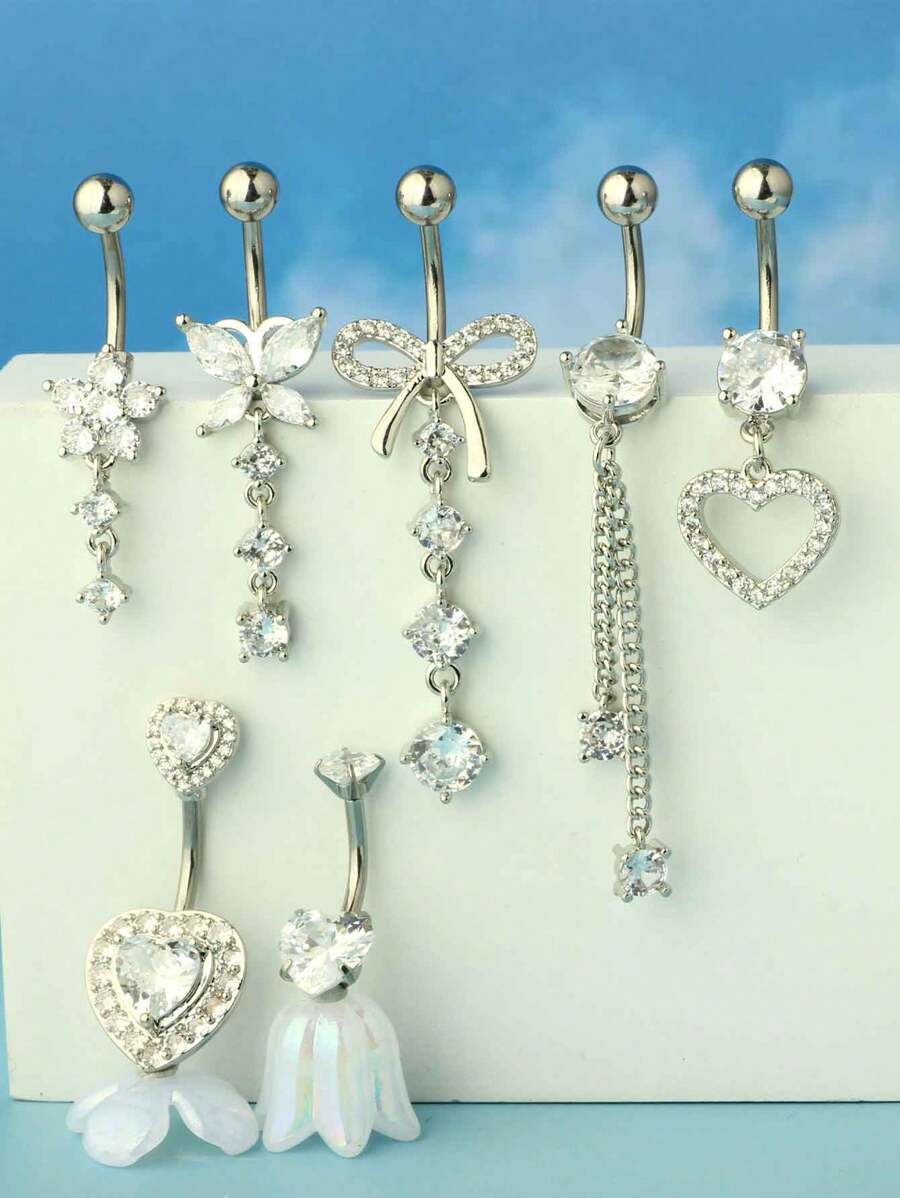 7pcs 14G Silver-Tone Crystal D - Women Fashion Rings incelemesi ve fiyatı
