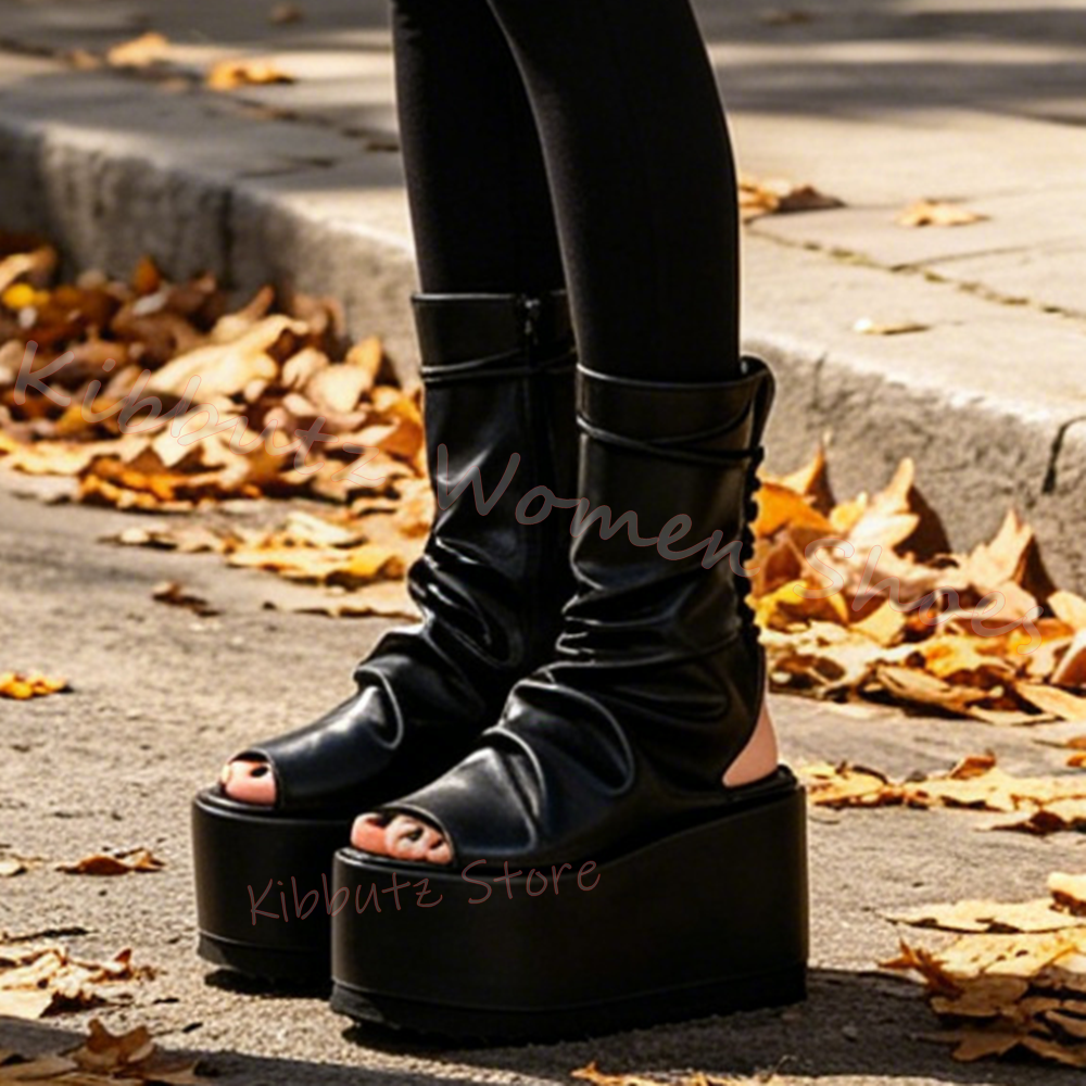 Lace-Up Thick Bottom Sandals P - Women'S Fashion Leather Boots incelemesi ve fiyatı