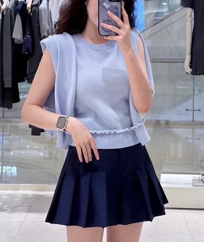 Spring/Summer Women O-Neck Ruf - Knitted Vest Women incelemesi ve fiyatı