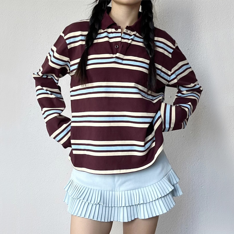 Women's Striped Relaxed Rugby  - Women'S Fashion Rugby Top incelemesi ve fiyatı