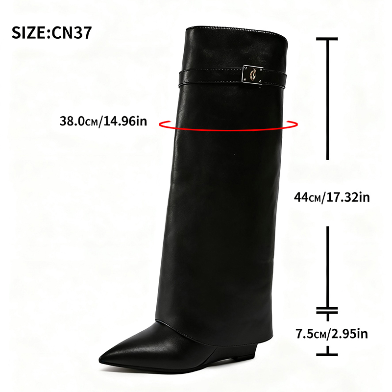 Black Pu Leather Knee High Boo - Women'S Fashion Leather Boots incelemesi ve fiyatı