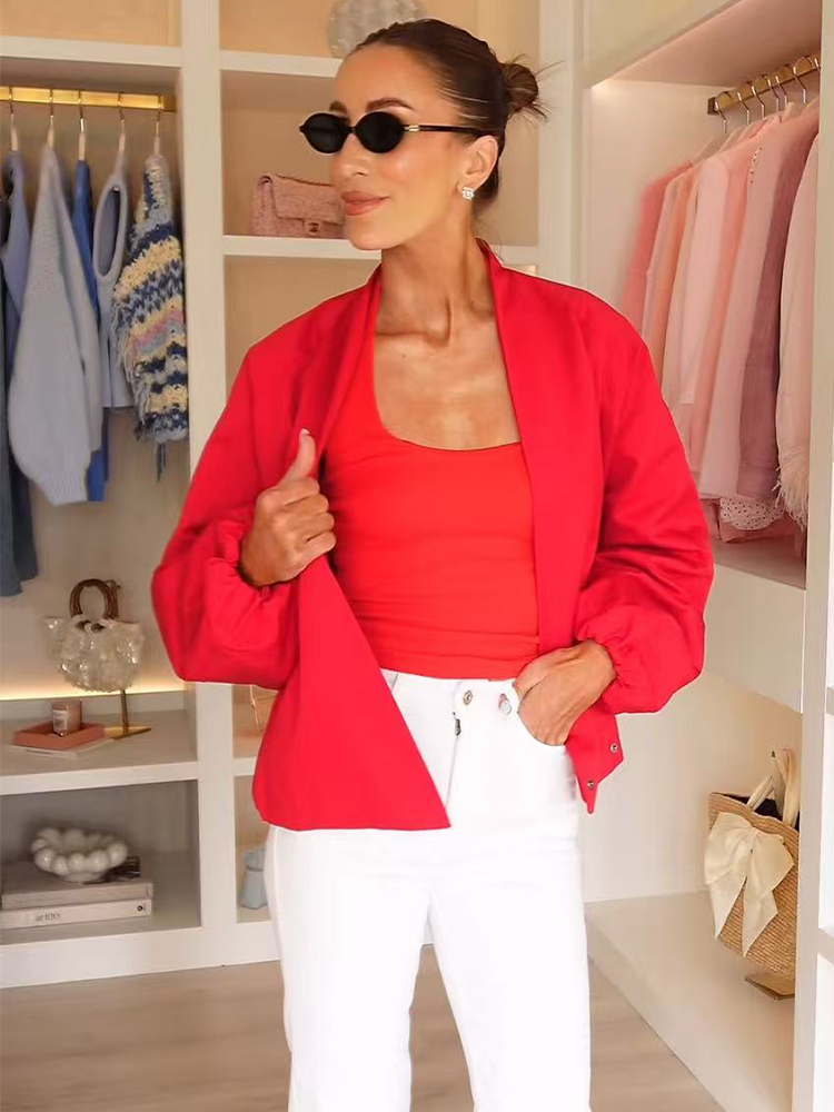 TFMLN Fashion Red Short Bomber - Women'S Fashion Bomber Jacket incelemesi ve fiyatı