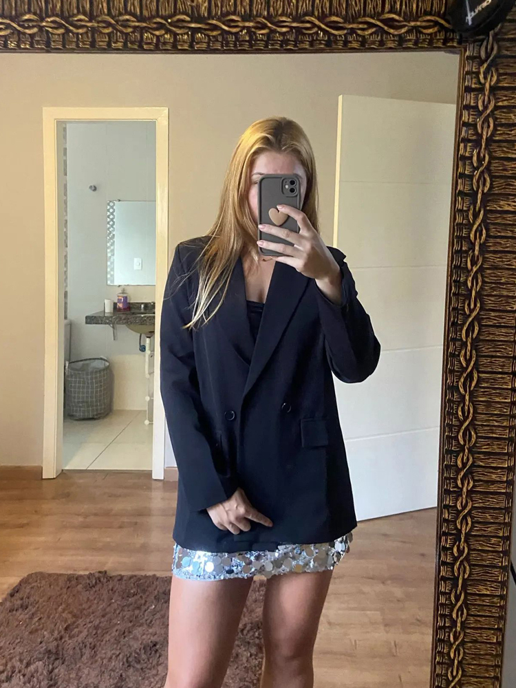 HXAO Blazer Woman Black Beige  - Blazer Women Oversized incelemesi ve fiyatı