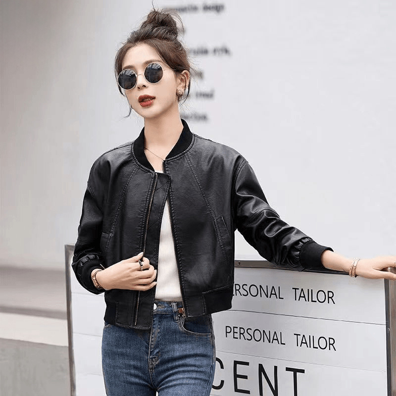 American Retro Faux Leather Ja - Women'S Fashion Bomber Jacket incelemesi ve fiyatı