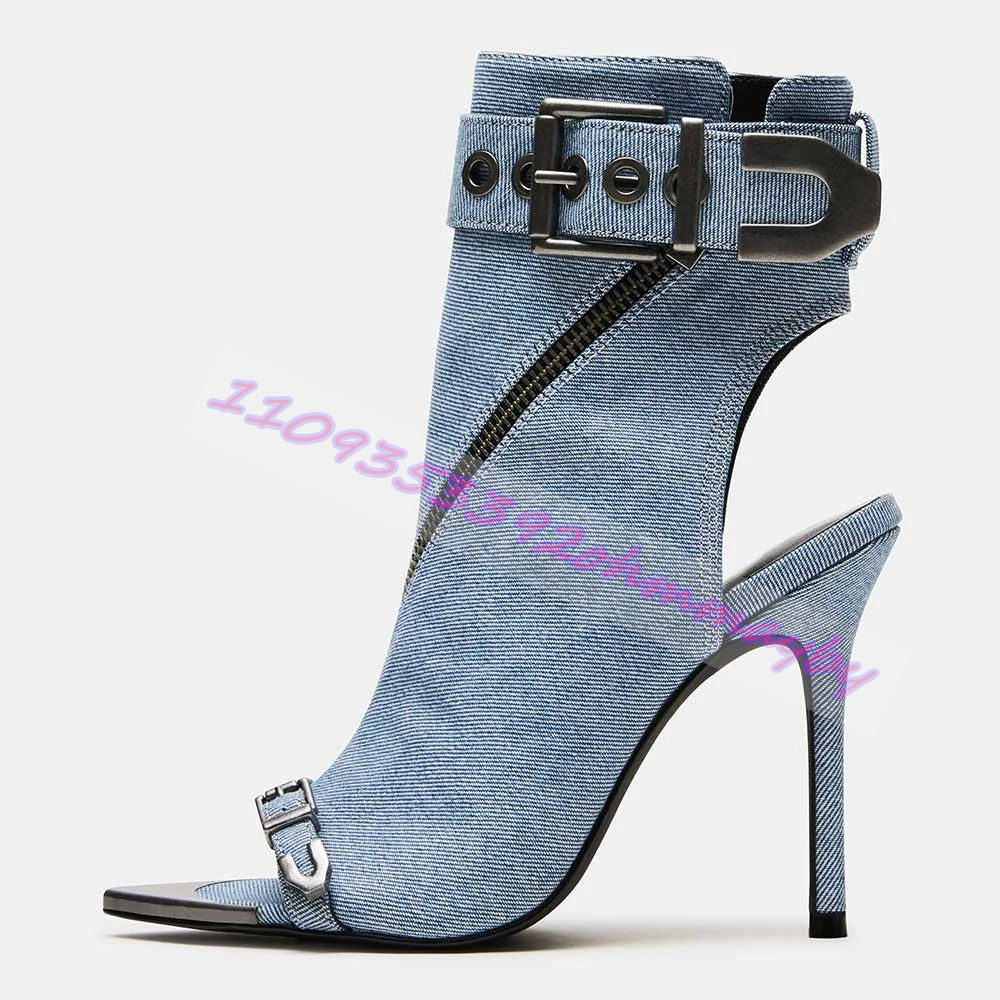 Summer Blue Denim Pointed-Toe  - Women'S Fashion Leather Boots incelemesi ve fiyatı
