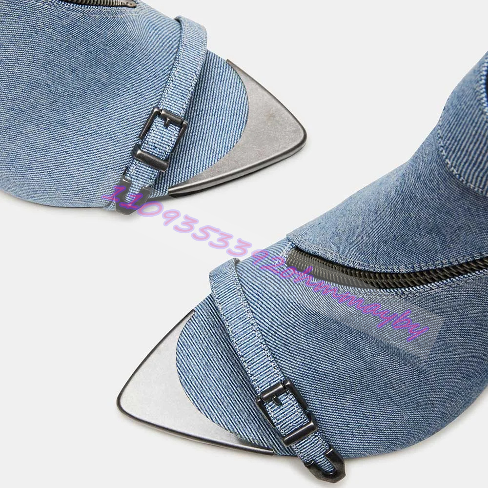 Summer Blue Denim Pointed-Toe  - Women'S Fashion Leather Boots incelemesi ve fiyatı