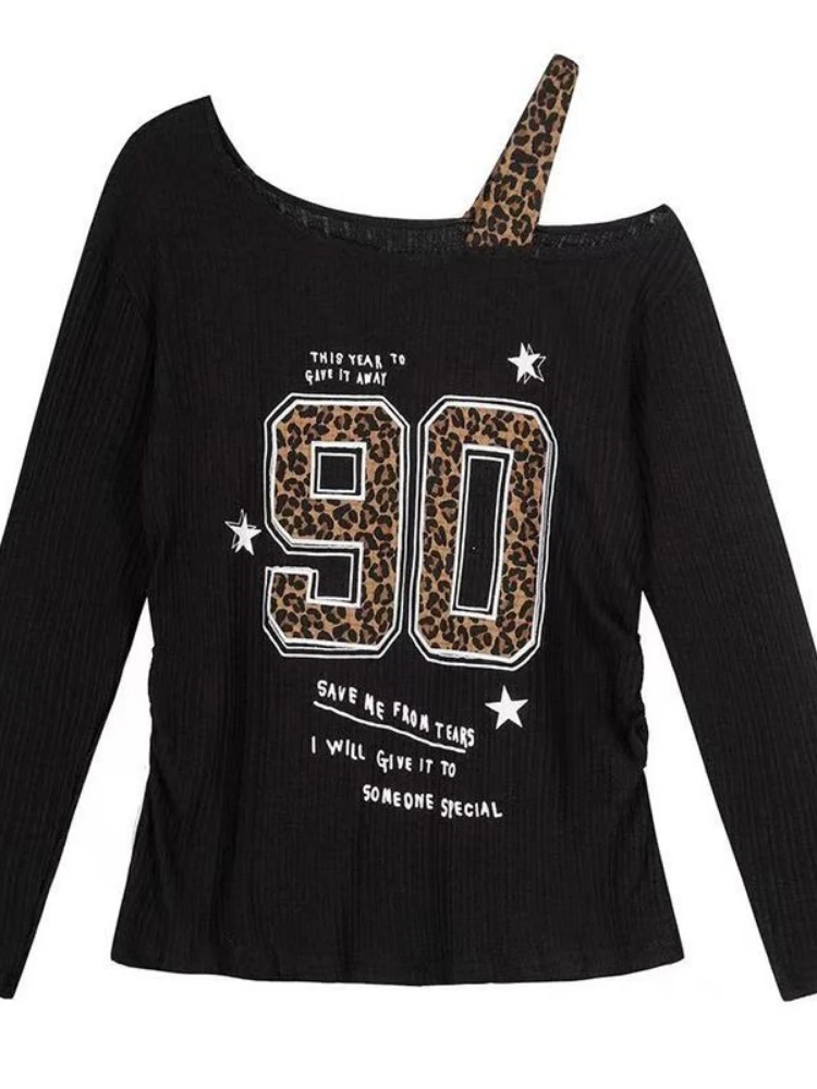 Y2K Patchwork Leopard Print T- - Women Top Fashion incelemesi ve fiyatı