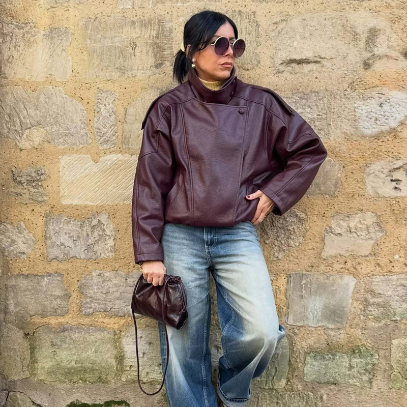 ZHIO Faux Leather Bomber Jacke - Women'S Fashion Bomber Jacket incelemesi ve fiyatı