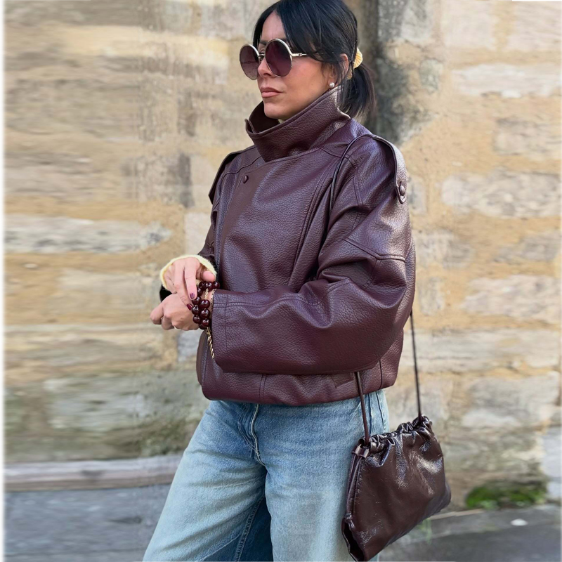 ZHIO Faux Leather Bomber Jacke - Women'S Fashion Bomber Jacket incelemesi ve fiyatı