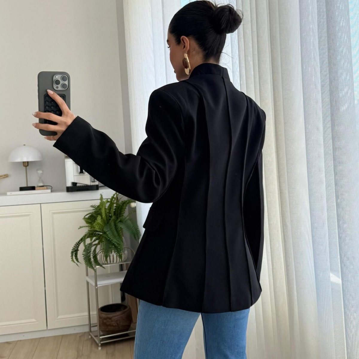 KT Brown Stand Collar Asymmetr - Blazer Women Oversized incelemesi ve fiyatı