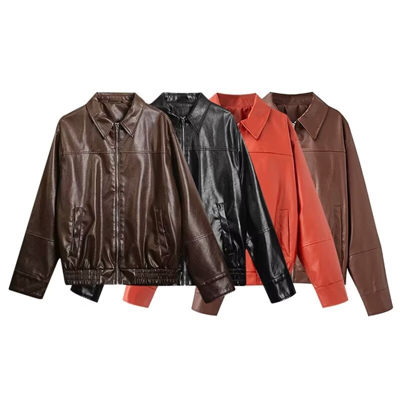 Vintage PU Leather Bomber Jack - Women'S Fashion Bomber Jacket incelemesi ve fiyatı