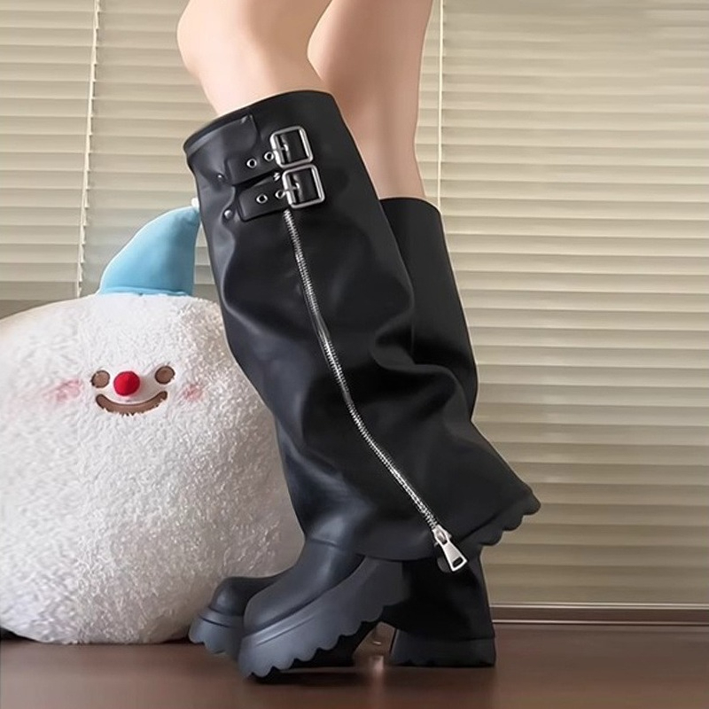 Punk Style Splicing Thick Bott - Winter Fashion Women Boots incelemesi ve fiyatı