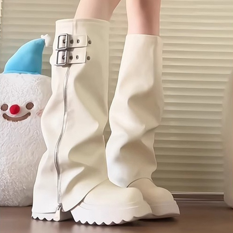 Punk Style Splicing Thick Bott - Winter Fashion Women Boots incelemesi ve fiyatı