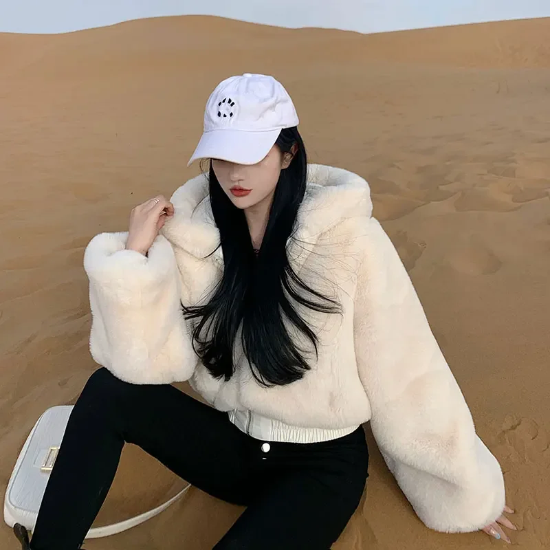 Chic Women Faux Rabbit Fur Coa - Women'S Fashion Bomber Jacket incelemesi ve fiyatı