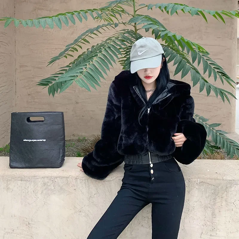 Chic Women Faux Rabbit Fur Coa - Women'S Fashion Bomber Jacket incelemesi ve fiyatı