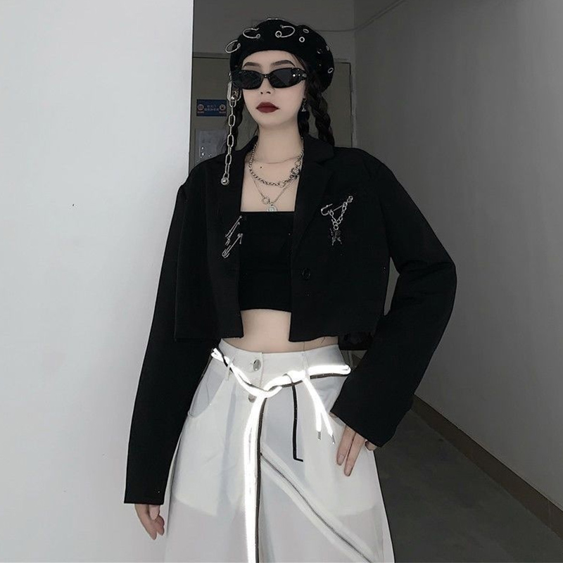 Autumn Women's Black Cropped B - Blazer Women Oversized incelemesi ve fiyatı
