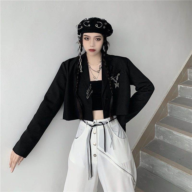 Autumn Women's Black Cropped B - Blazer Women Oversized incelemesi ve fiyatı