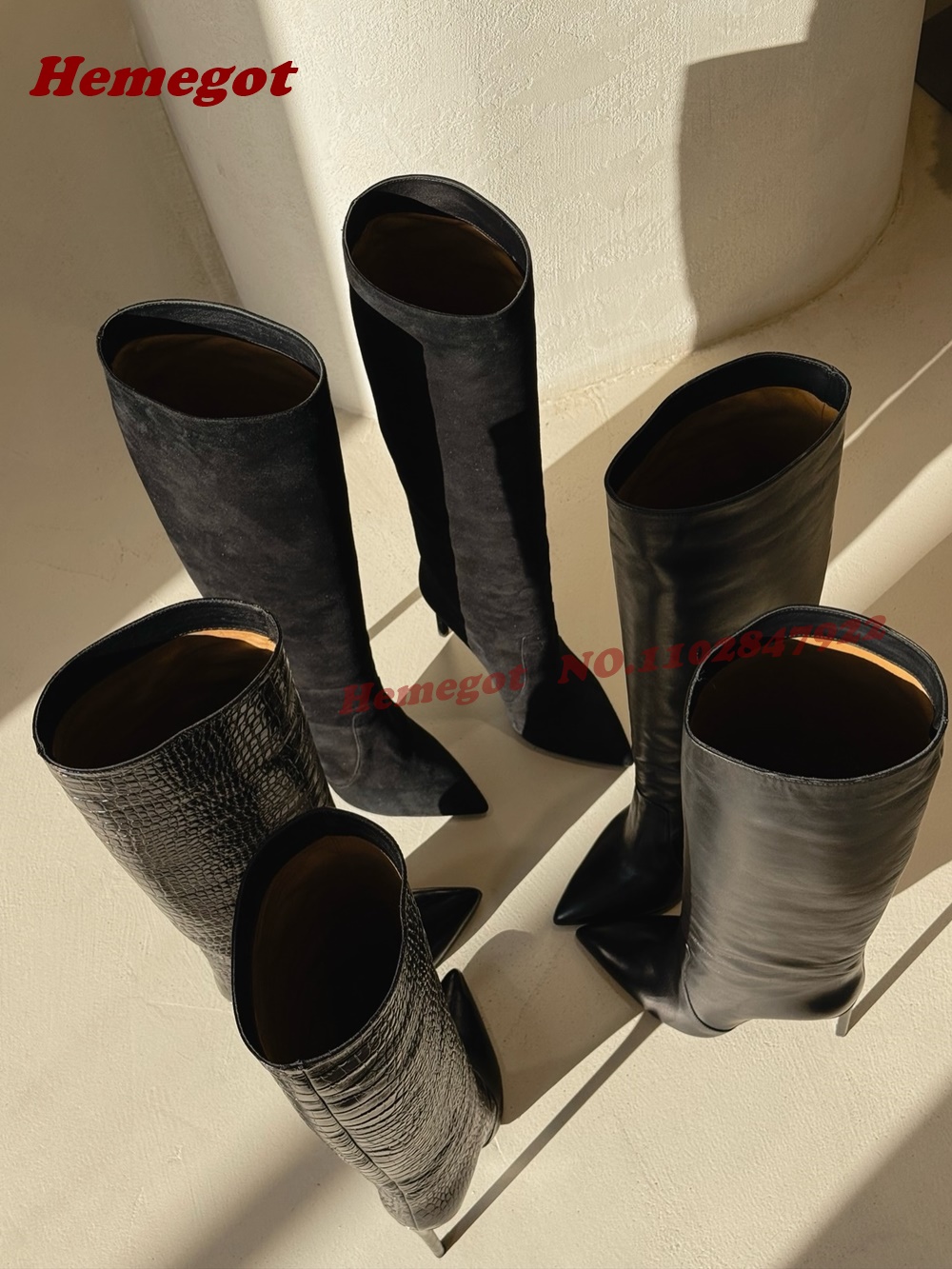 Brown Croc-Embossed Leather Kn - Winter Fashion Women Boots incelemesi ve fiyatı