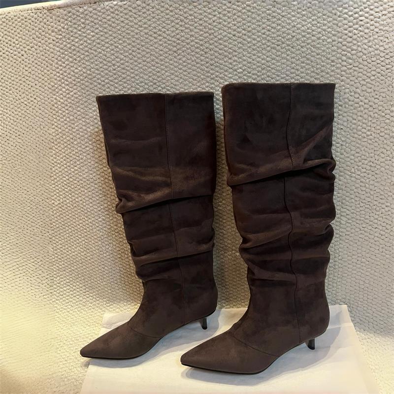 Suede Slouch Knee High Boots W - Winter Fashion Women Boots incelemesi ve fiyatı
