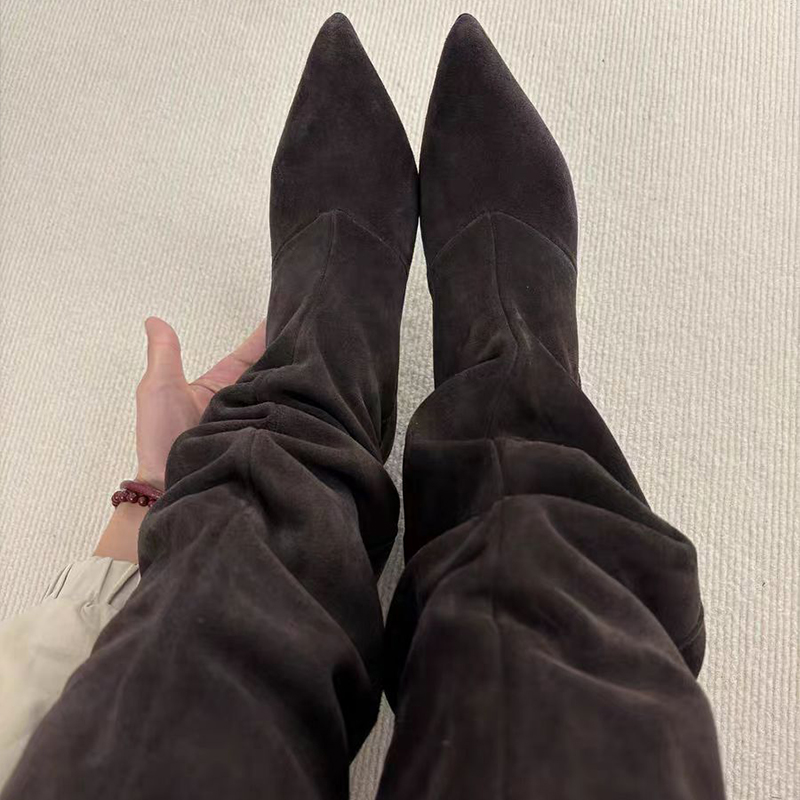 Suede Slouch Knee High Boots W - Winter Fashion Women Boots incelemesi ve fiyatı