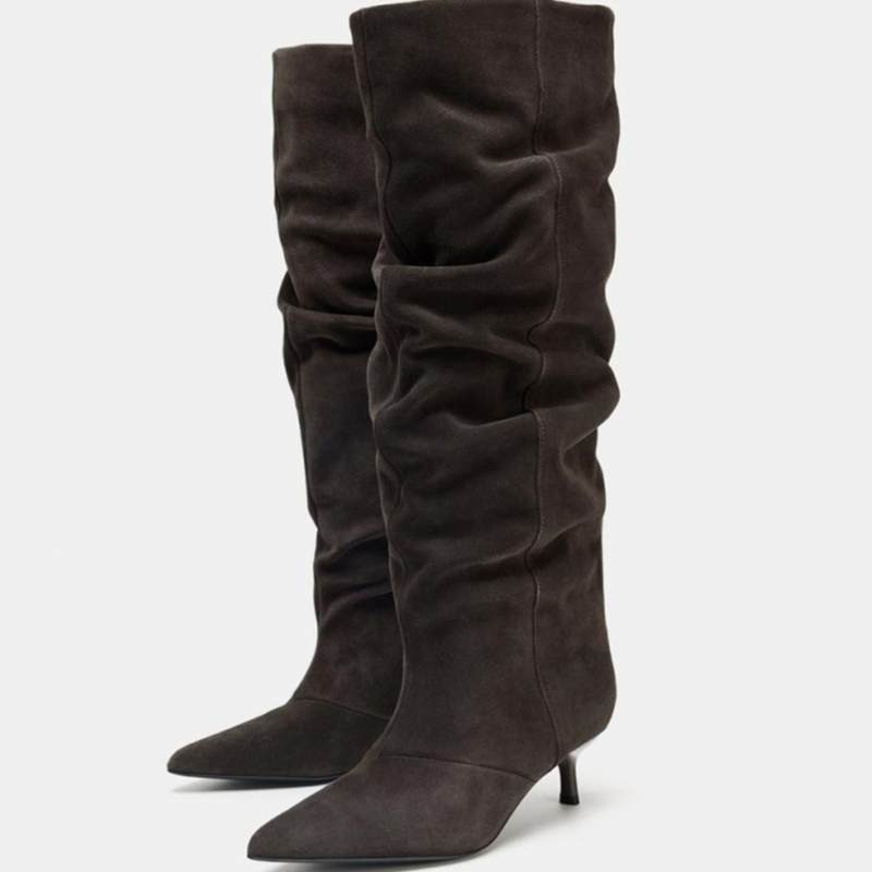 Suede Slouch Knee High Boots W - Winter Fashion Women Boots incelemesi ve fiyatı