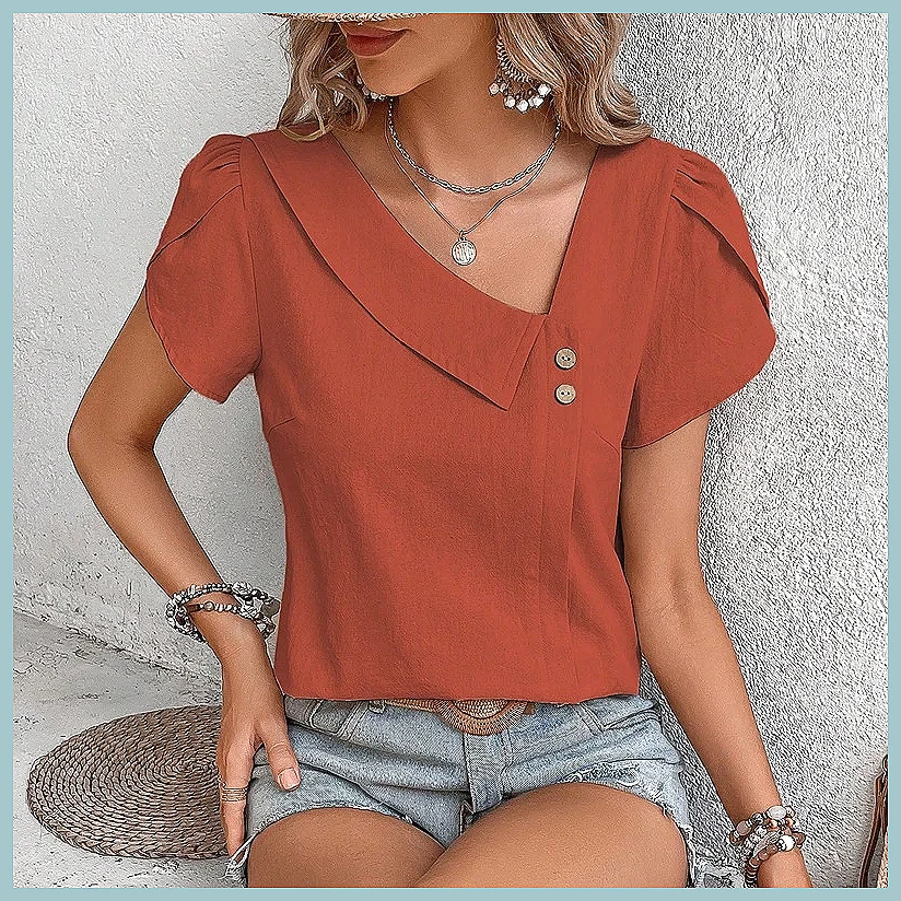 2024 Summer Vintage Solid Colo - Women Top Fashion incelemesi ve fiyatı