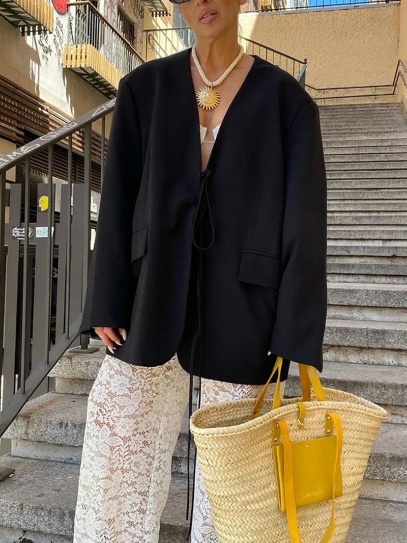 Casual Oversized Black Blazer  - Blazer Women Oversized incelemesi ve fiyatı